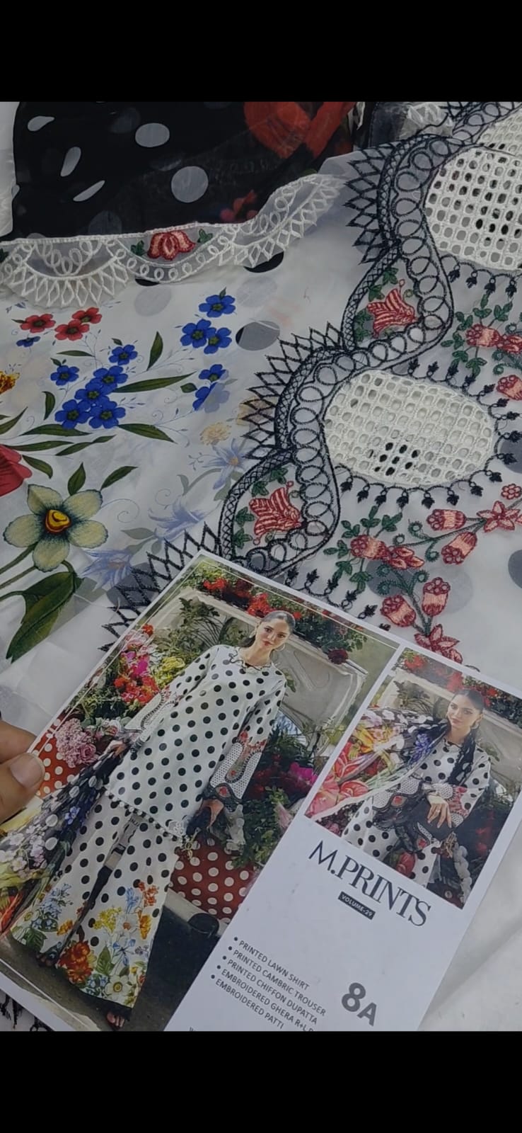 3pc M.b white polka dot print