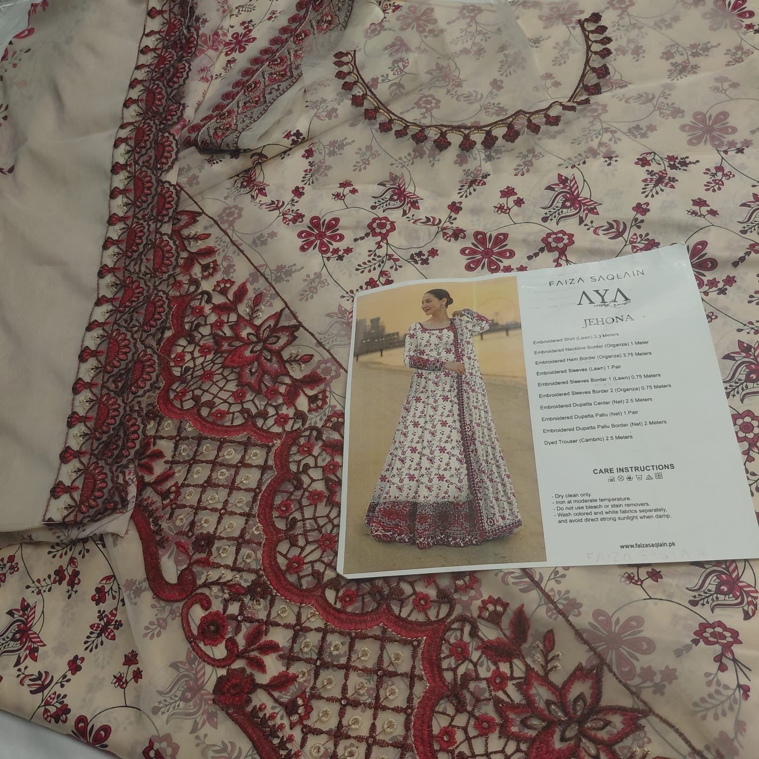 3pc f.s frock maroon (printed )