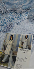 3pc white n ice blue paisley.