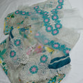 3pc  anela grey with multi flowers (printed with emb.