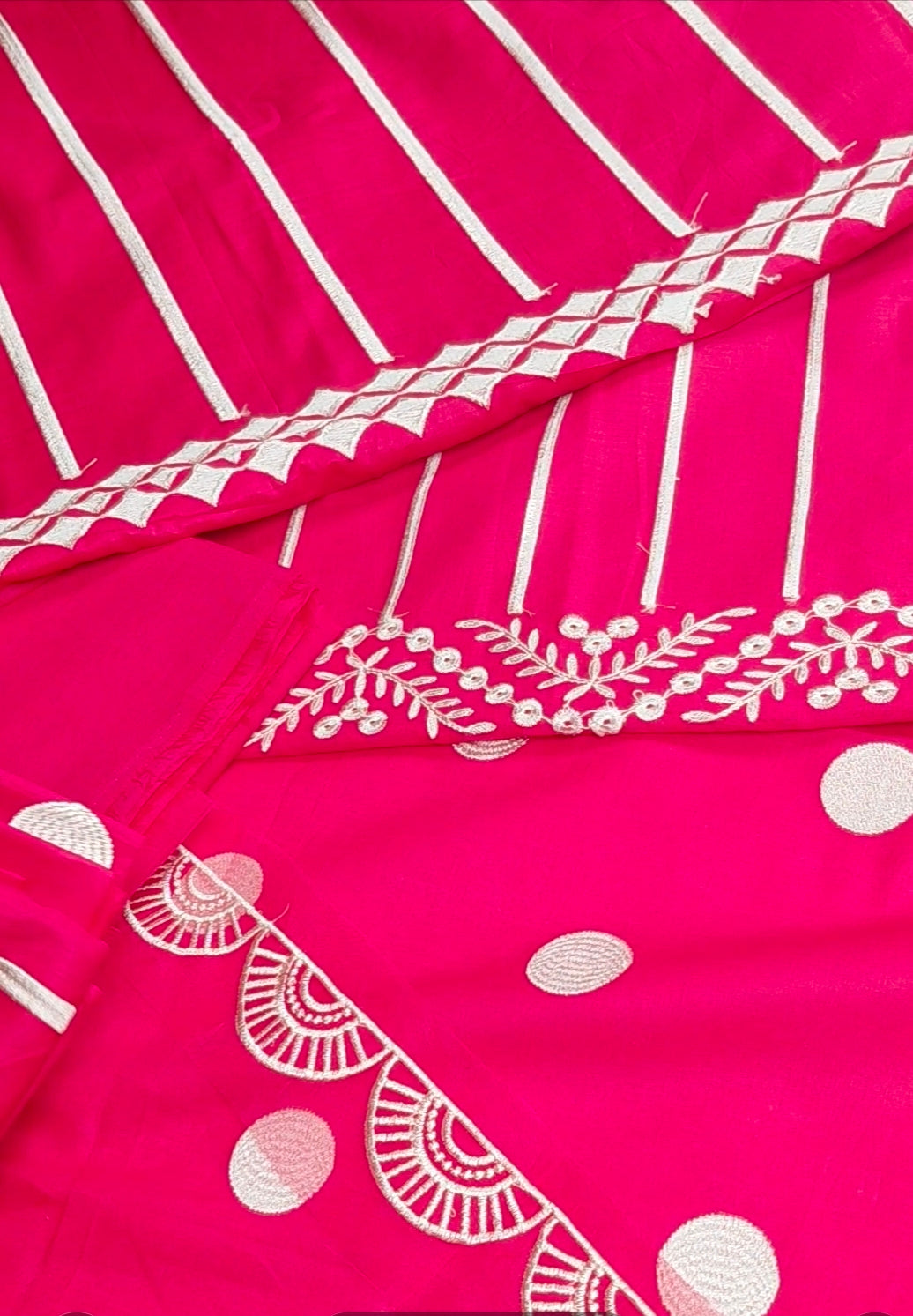 2pc emb polka dots shoking pink