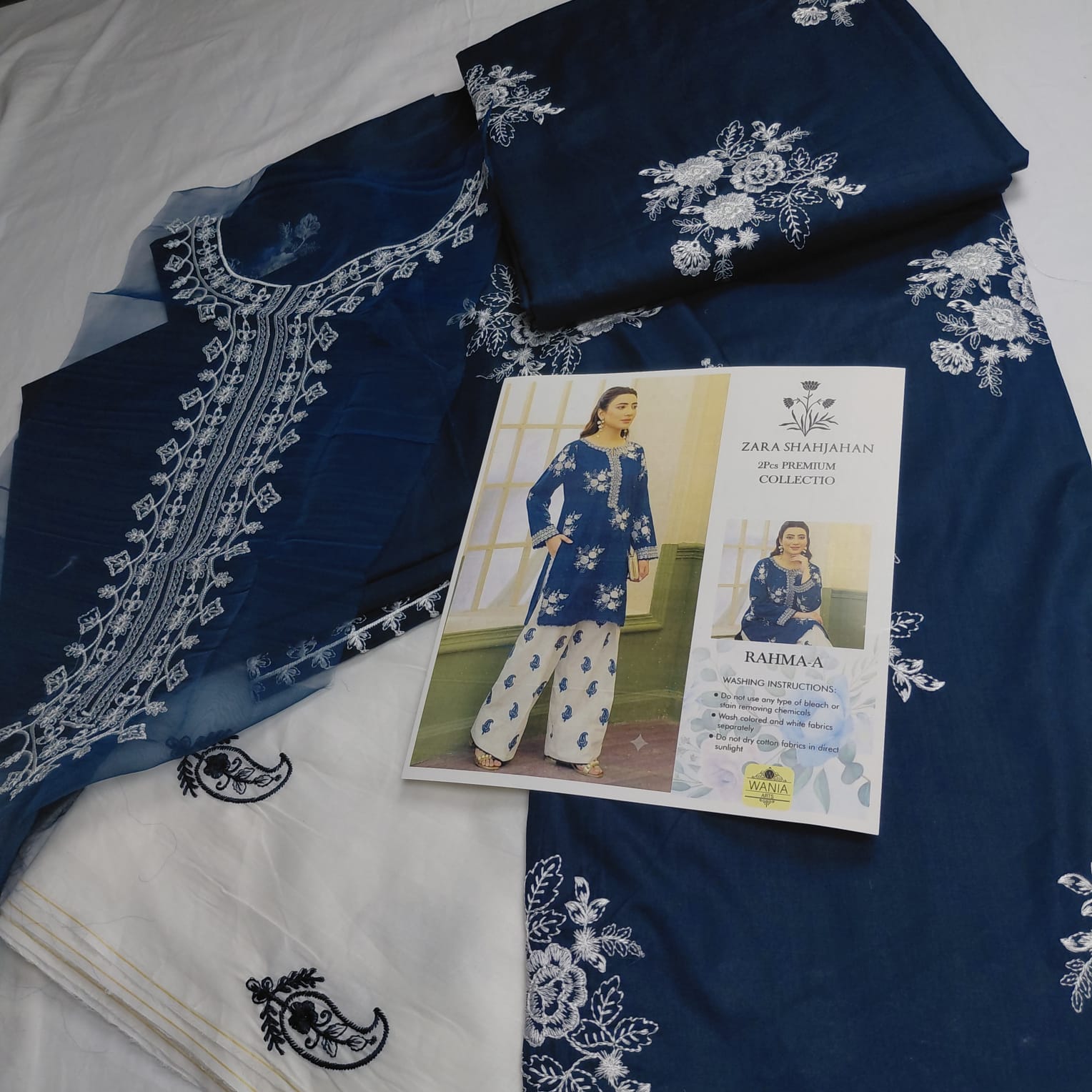 2pc embroidered z.s zinc n white