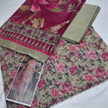 Lawn 3pc printed pista with rose flowers
