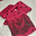 Lawn 2pc maroon black dots
