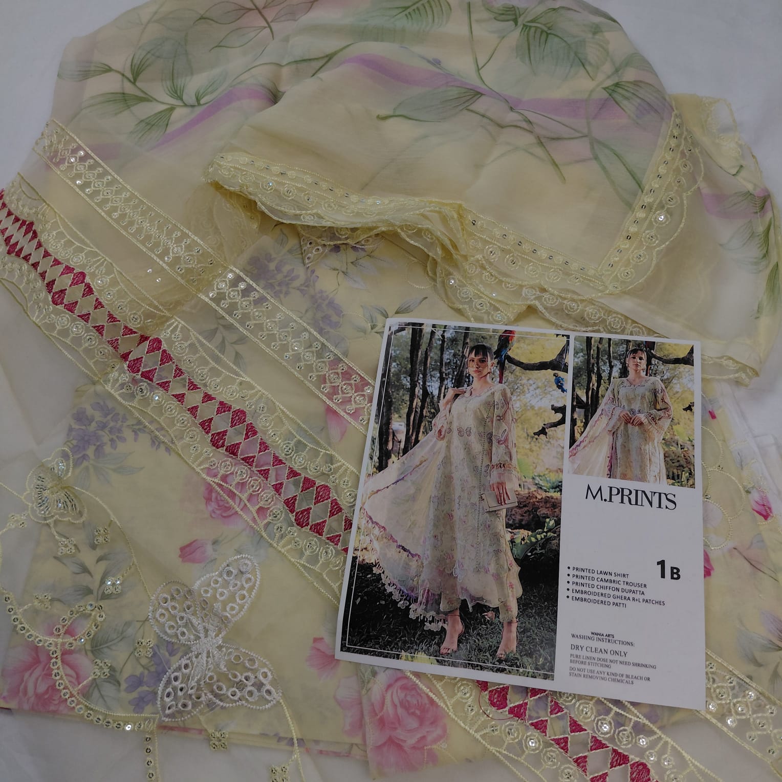 Lawn 3pc butterfly butter yellow