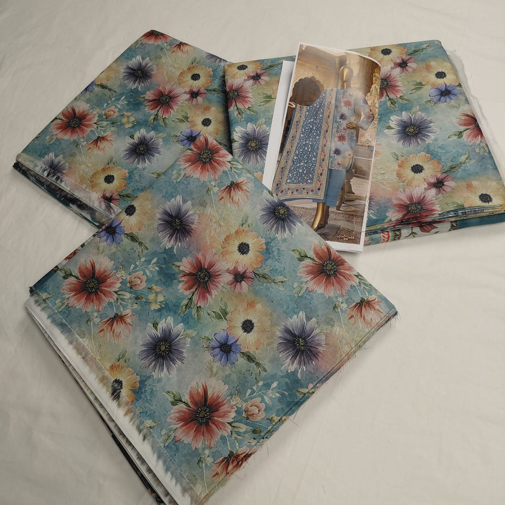 Lawn 3pc Printed Tie n Die Daisy Flowers
