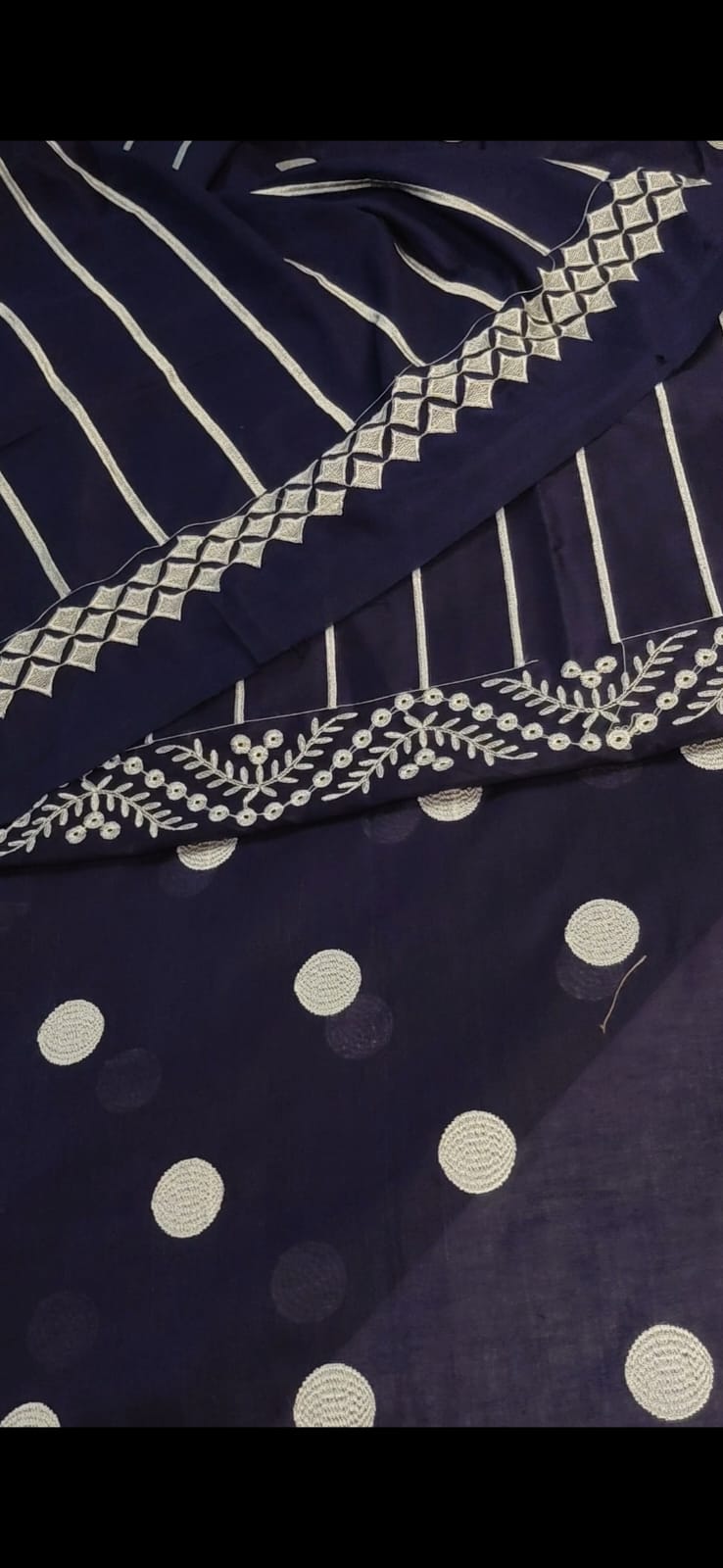 Lawn 2pc embroided blue  polka dots rs