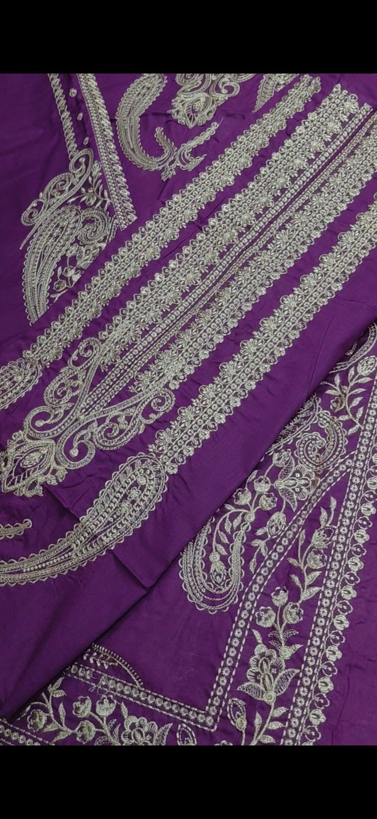Lawn 2pc purple long neck