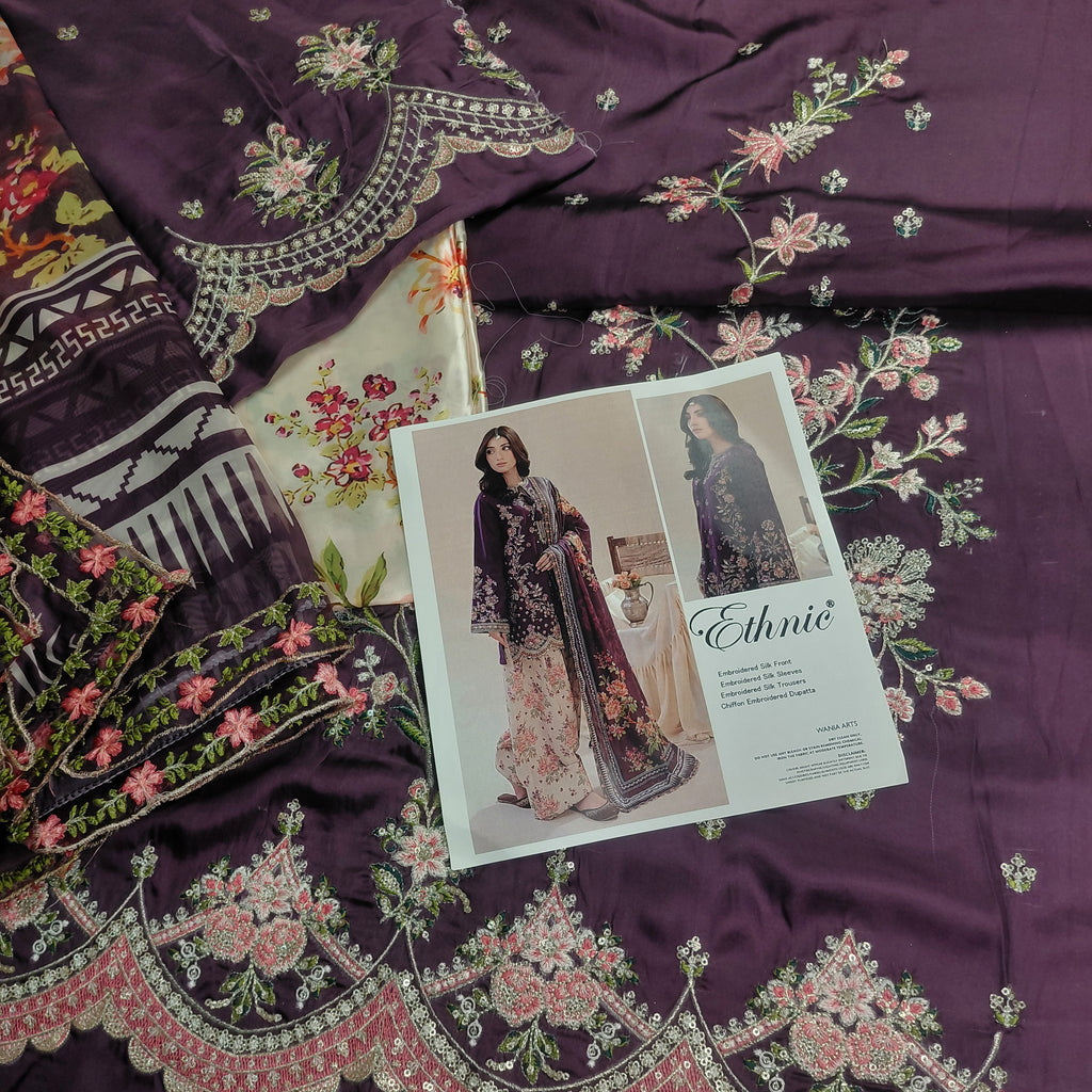 3pc silk eth plum farshi