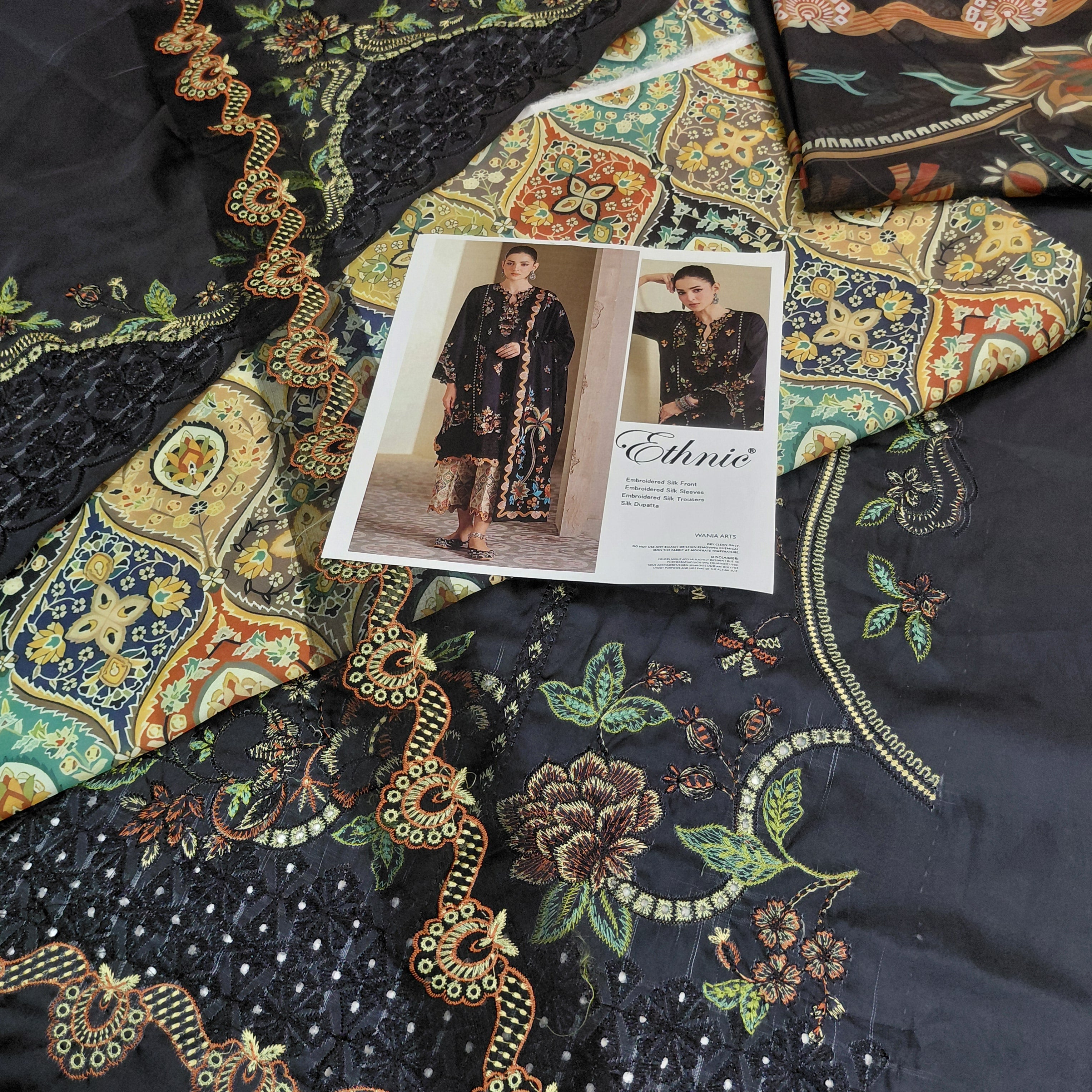 3pc silk chick mustrd black