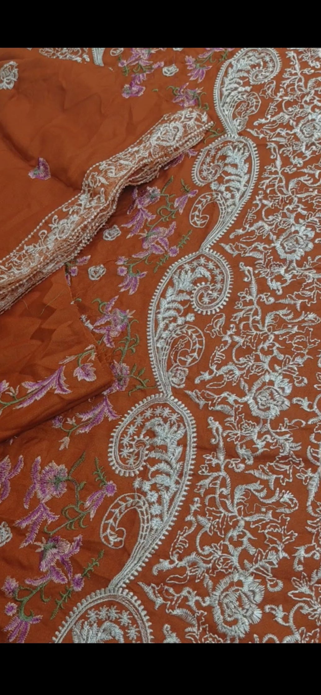 3pc dhanak rust ofwhite
