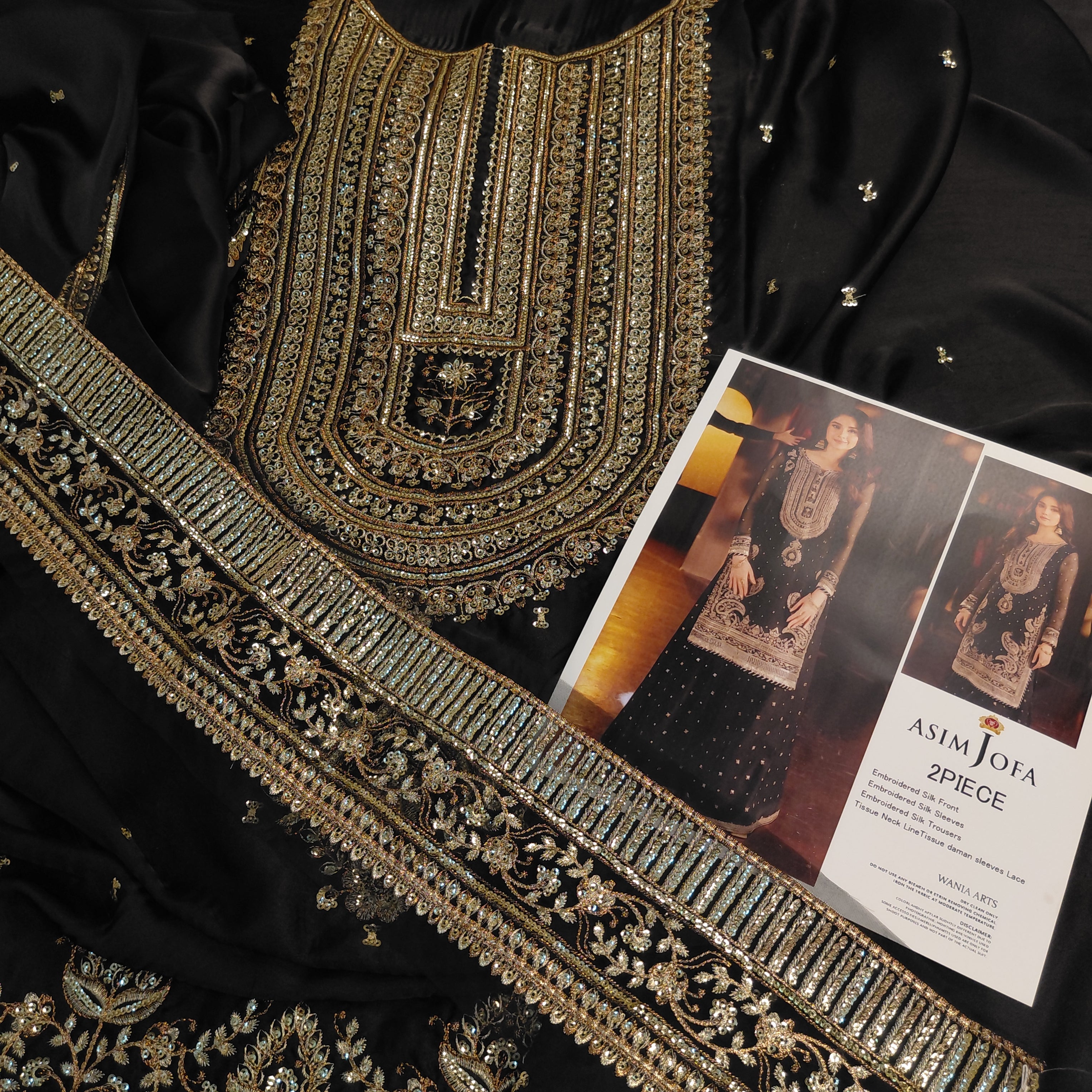 Silk 2pc A.j gold neck(black)