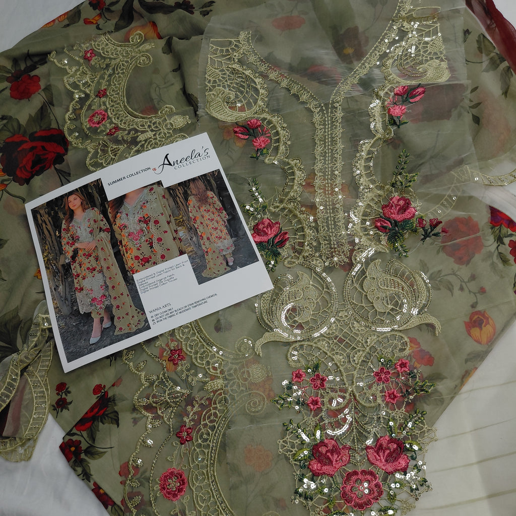 Lawn 3pc Anela pista rose