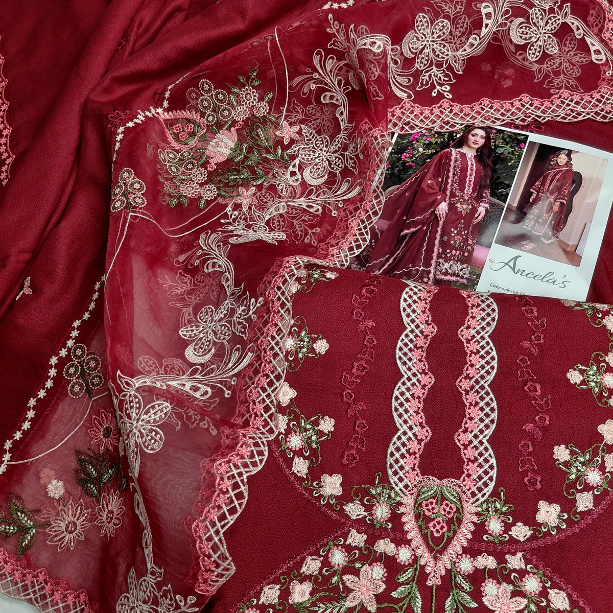 3pc anelas momna maroon