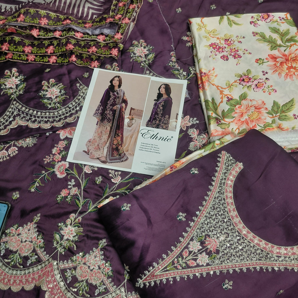 3pc silk eth plum farshi